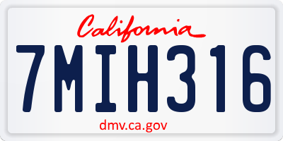 CA license plate 7MIH316