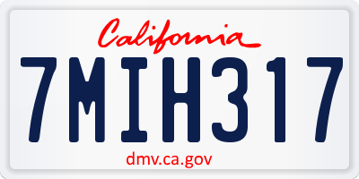 CA license plate 7MIH317
