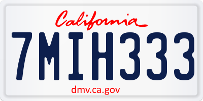 CA license plate 7MIH333