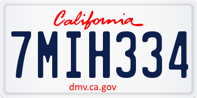 CA license plate 7MIH334