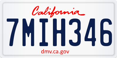 CA license plate 7MIH346