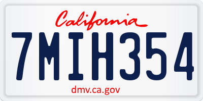 CA license plate 7MIH354