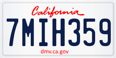 CA license plate 7MIH359
