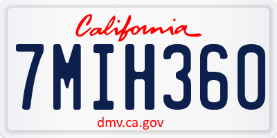 CA license plate 7MIH360
