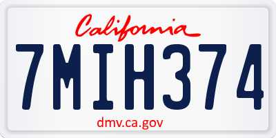 CA license plate 7MIH374