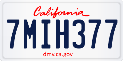 CA license plate 7MIH377