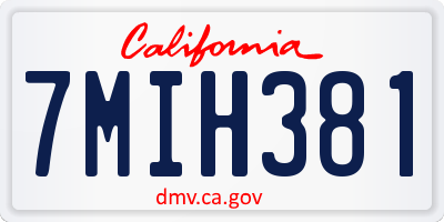CA license plate 7MIH381