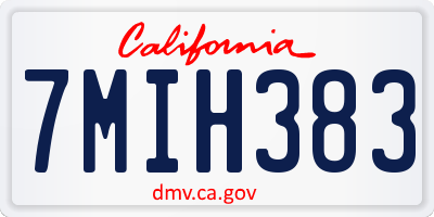 CA license plate 7MIH383