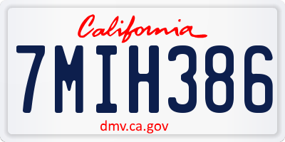CA license plate 7MIH386