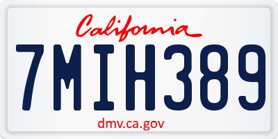 CA license plate 7MIH389