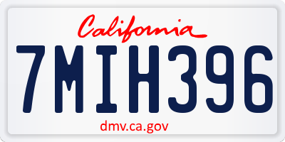 CA license plate 7MIH396