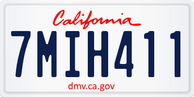 CA license plate 7MIH411