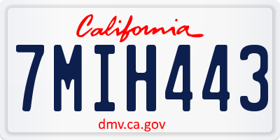 CA license plate 7MIH443