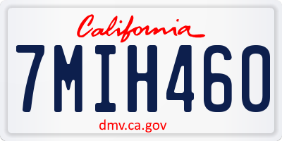 CA license plate 7MIH460