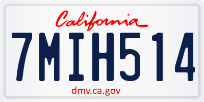 CA license plate 7MIH514