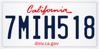 CA license plate 7MIH518