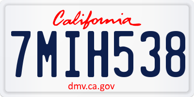 CA license plate 7MIH538