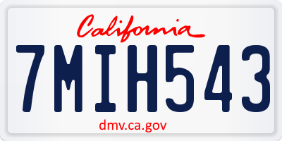 CA license plate 7MIH543