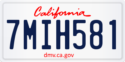 CA license plate 7MIH581