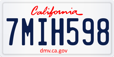 CA license plate 7MIH598