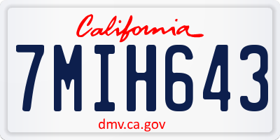 CA license plate 7MIH643