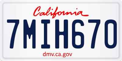 CA license plate 7MIH670