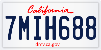 CA license plate 7MIH688