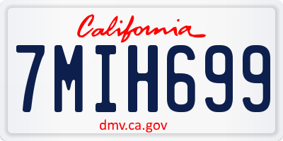 CA license plate 7MIH699