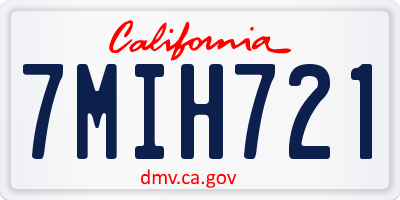 CA license plate 7MIH721