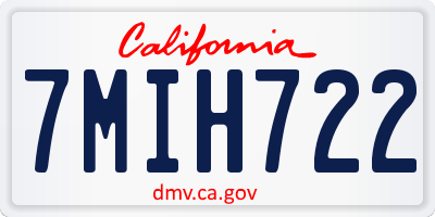 CA license plate 7MIH722