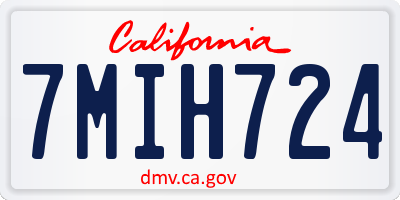 CA license plate 7MIH724