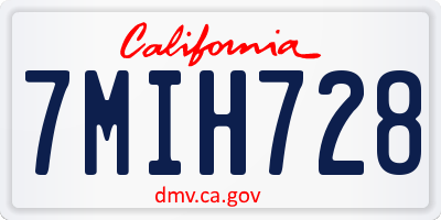 CA license plate 7MIH728