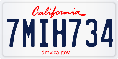 CA license plate 7MIH734