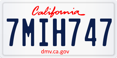 CA license plate 7MIH747