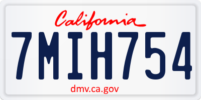 CA license plate 7MIH754