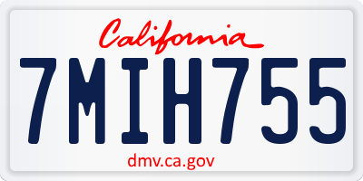 CA license plate 7MIH755