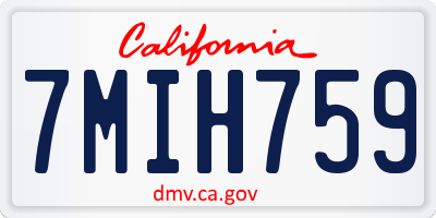CA license plate 7MIH759