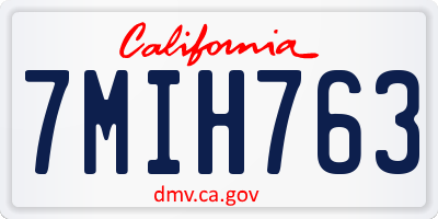 CA license plate 7MIH763