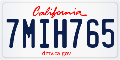 CA license plate 7MIH765
