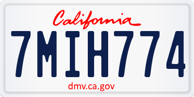 CA license plate 7MIH774
