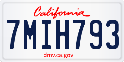 CA license plate 7MIH793