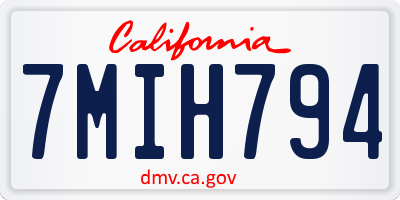 CA license plate 7MIH794