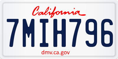 CA license plate 7MIH796