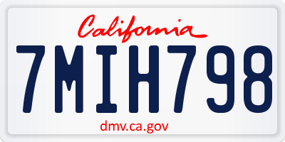 CA license plate 7MIH798