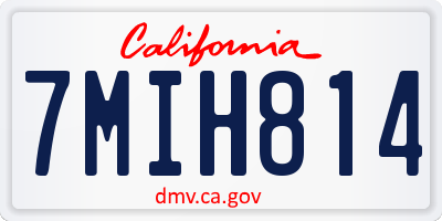 CA license plate 7MIH814
