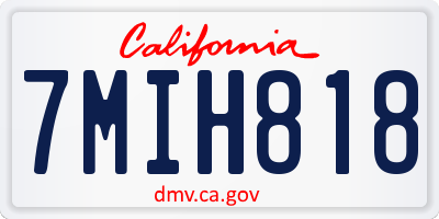 CA license plate 7MIH818