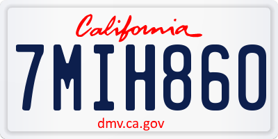CA license plate 7MIH860