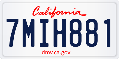 CA license plate 7MIH881