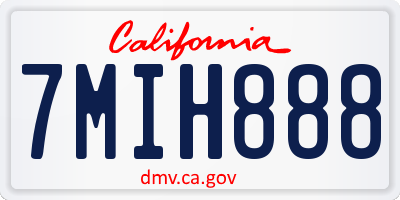 CA license plate 7MIH888