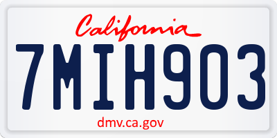 CA license plate 7MIH903